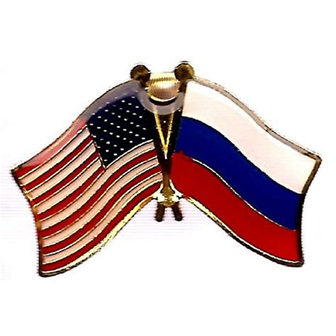 Pack Of 50 Russia And Us Crossed Double Flag Lapel Pins Russian