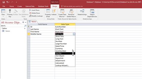 Databases With Microsoft Access 3 Tables Date Time Field Types Images