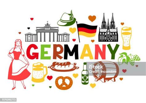 Ilustración De Diseño De Fondo Alemán Símbolos Tradicionales Nacionales De Alemania Y Más