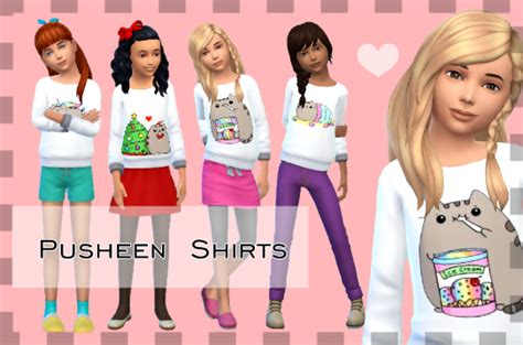 Pihe89 The Sims 4 Pusheen Sweetshirts Download Long Wavy Hair Long