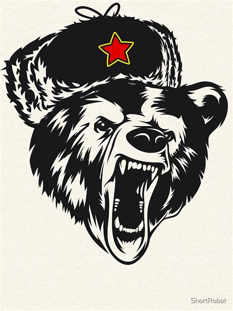 Comrade Misha Soviet Bear Wearing Ushanka Hat Pullover Hoodie By