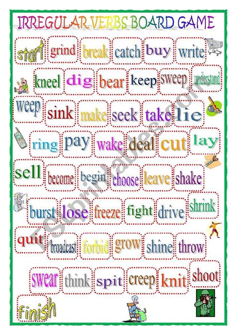 Irregular Verbs Board Game Esl Worksheet By Keyeyti