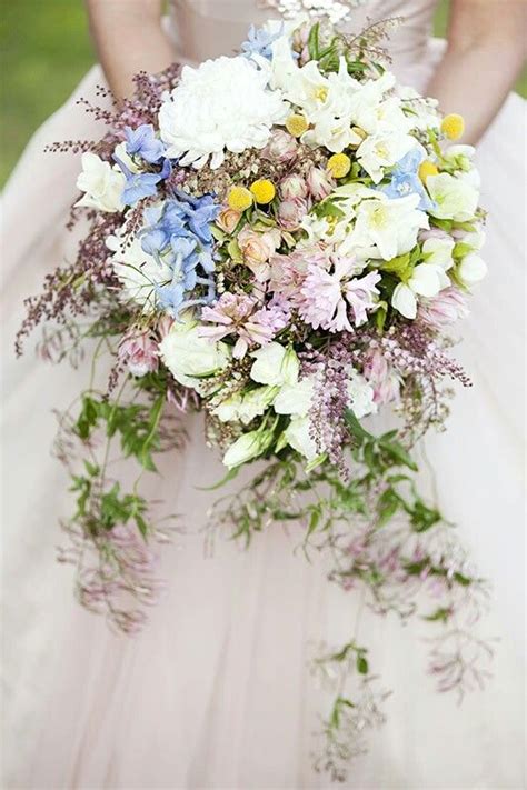 Ultra Romantic Cascading Brides Bouquet With A Pretty Pastel Color