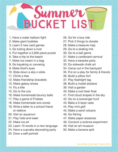 Summer Bucket List For Families Fun Loving Families