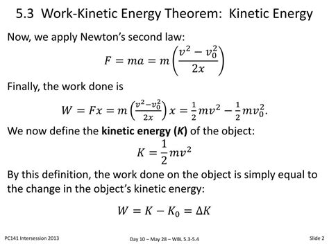 Change In Kinetic Energy Formula Ppt 53 The Work Energy Theorem