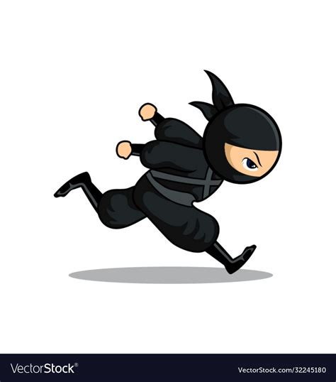 Cartoon Black Ninja Mascot Run Fast Royalty Free Vector