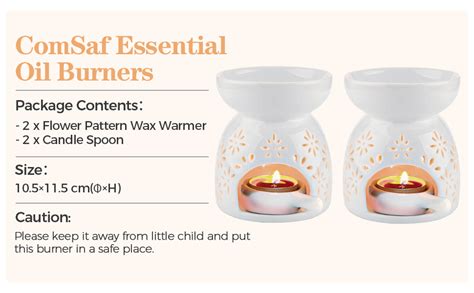 Comsaf Wax Melt Burners Essential Oil Burners Set Of 2 Flower Pattern