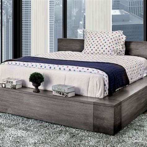 Janeiro Gray Wood King Bed By Furniture Of America 637 00 King Platform Bed Furniture Of