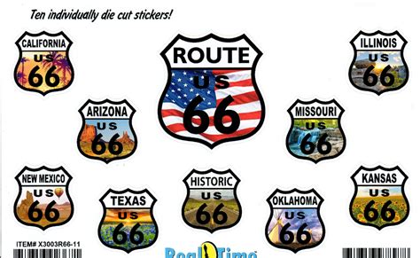 10 Route 66 Sticker Set State Pictures The Original Route 66 T Shop