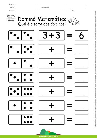 Atividade Dominó Matemático Somando Atividades De Matemática Pré