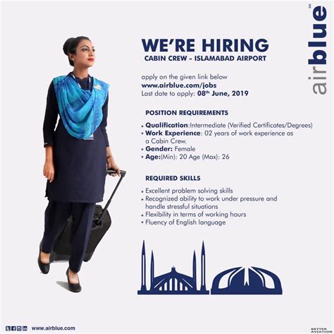 The salary starting package for new cabin crew is approximately $24,000 per annum. airblue Cabin Crew Recruitments Islamabad (June 2019 ...