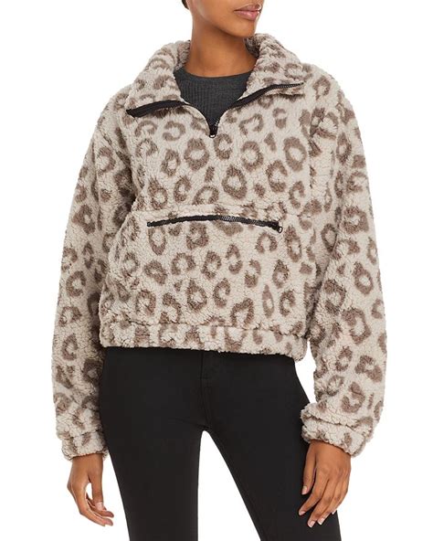 Aqua Leopard Print Sherpa Fleece Jacket 100 Exclusive Bloomingdales