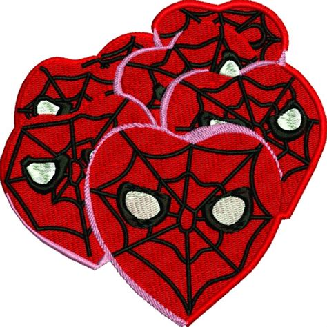 Spiderman Valentines Day Machine Embroidery Hearts