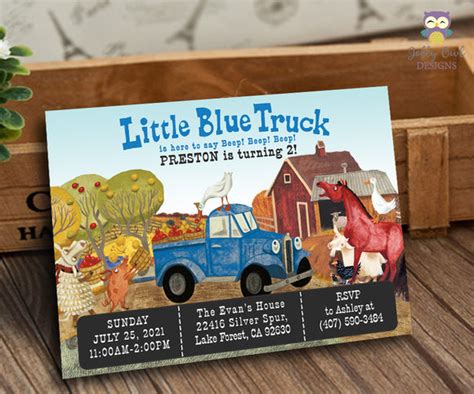 Little Blue Truck Birthday Party Invitation Digital Printable Jolly