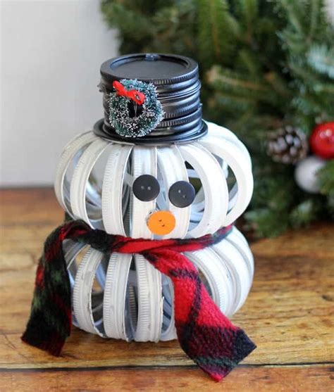 Mason Jar Lid Snowman Transform Metal Circles Into Cute Holiday Decor