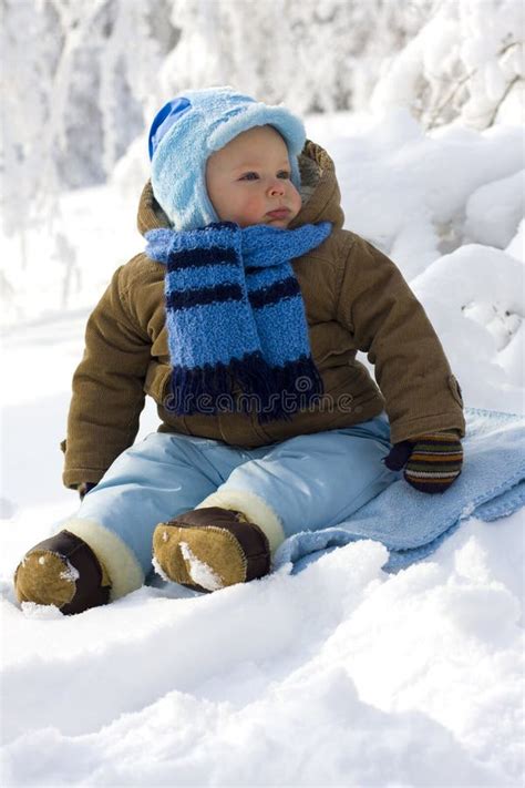 Baby In Winter On Snow Stock Photo Image Of Snow Winter 33774734