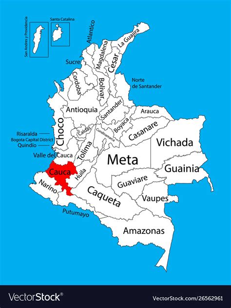 Map Region Cauca Colombia Province Royalty Free Vector Image