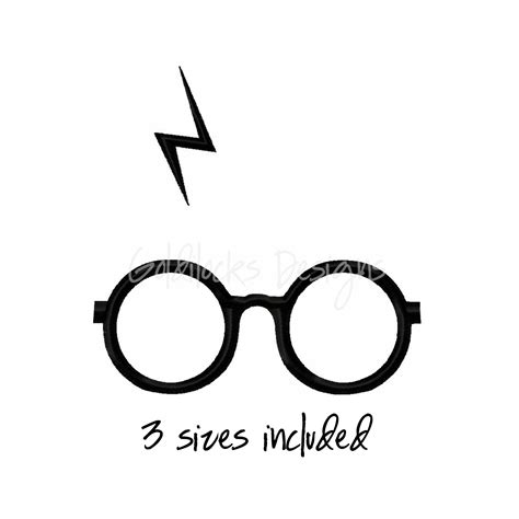 Lightning bolt and Glasses Harry Potter Embroidery design 3 | Etsy