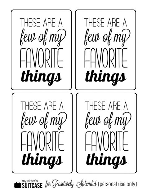 My Favorite Things Printable Template