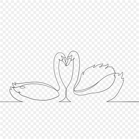 Two Beautiful Swans Line Drawing Love Swan Line Png Transparent