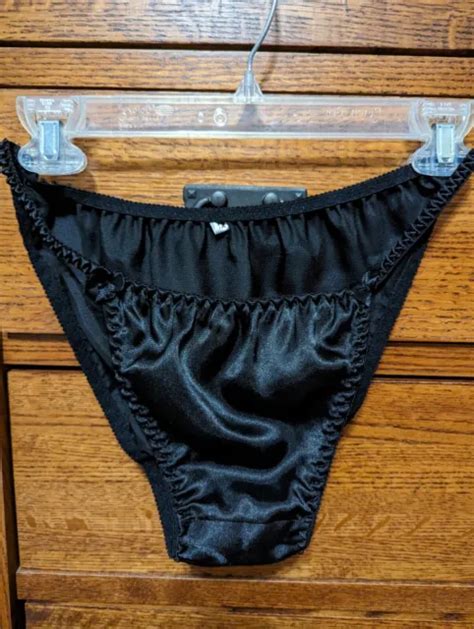 Vintage Unbranded Shiny Black Satin Bikini Panties 1x Nwot Satin Gussey 1450 Picclick