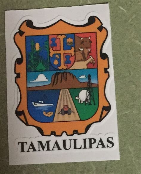 2 Pcs Tamaulipas Mexico Coat Of Arms Decals Stickers Full Color