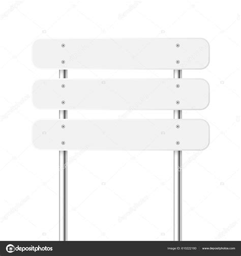 Road Traffic Sign Highway Signboard Chrome Metal Pole Blank White Stock