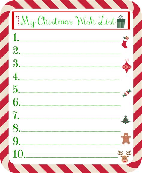 christmas gift  list  kids printable