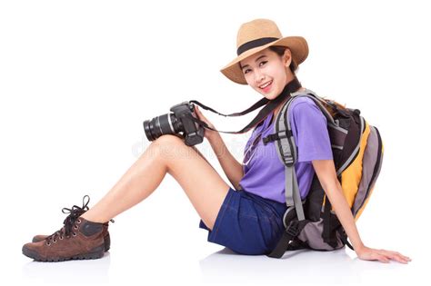 Woman Traveler With A Camera Stock Image - Image of leisure, safari ...