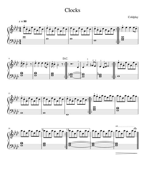 Clocks Coldplay Sheet Music For Piano Download Free In Pdf Or Midi