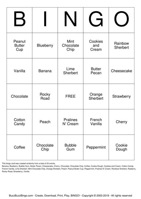Ice Cream Bingo Cards To Download Print And Customize