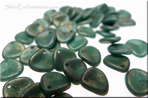 Mm Czech Glass Rose Petal Beads Persian Turquoise Copper Pi
