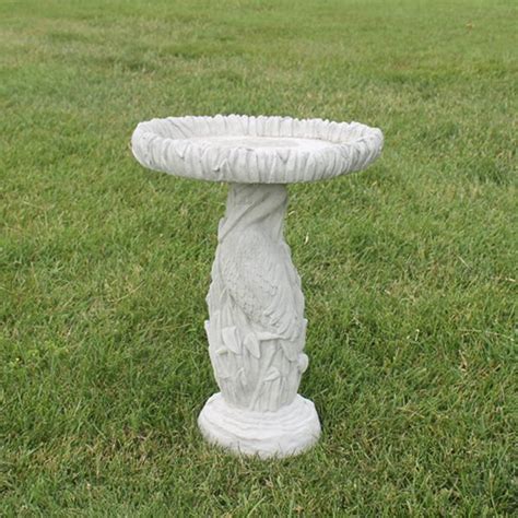 Blue Heron Bird Bath Concrete Garden Supply