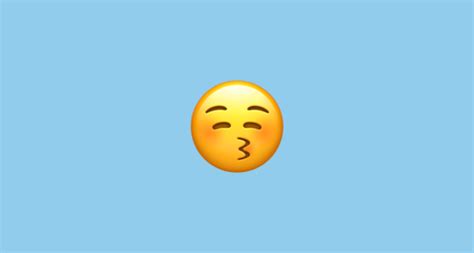 This pleading emoji has furrowed eyebrows, a small frown, and large, puppy dog eyes, as if begging or pleading. 😚 Kissing Face With Closed Eyes Emoji