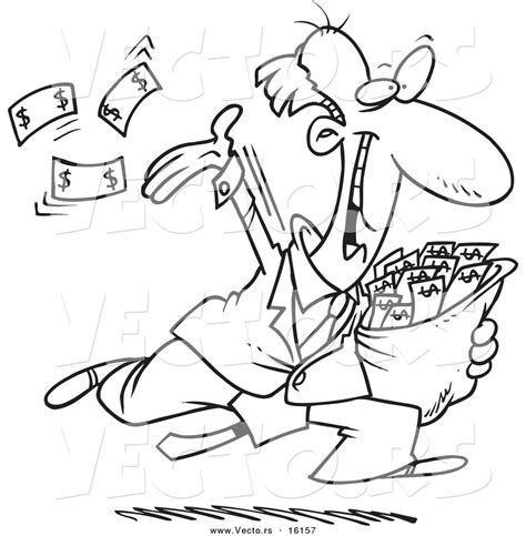 Vector Of A Cartoon Charitable Rich Businessman Throwing Money
