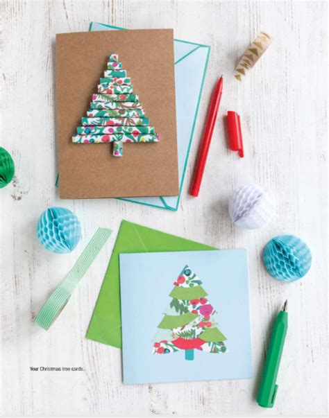 paper christmas diy collaged christmas tree greeting card