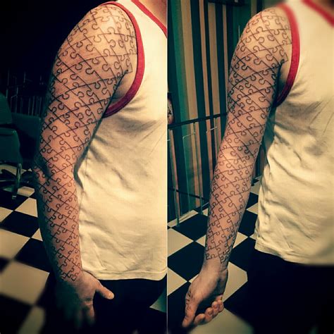It represents connections between people or a lack thereof. tattoo // sleeve // arm // puzzle // jigsaw // outline ...