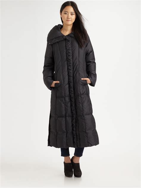 Cole Haan Full Length Quilted Puffer Coat In Black Lyst