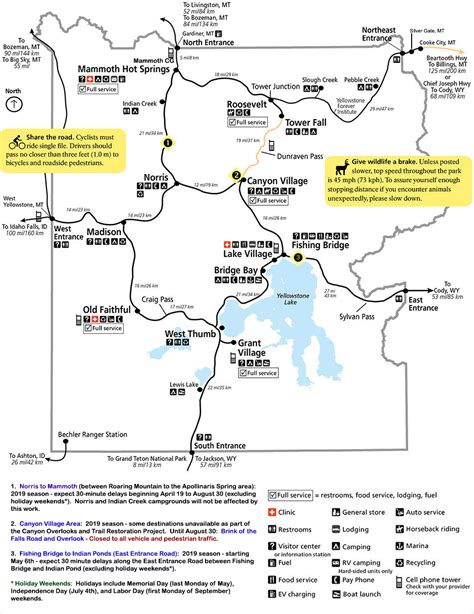 Información Vial Del Parque Nacional De Yellowstone ~ Yellowstone De