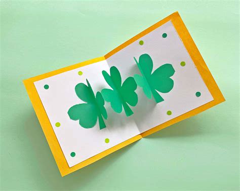 Homemade St Patricks Day Card With Pop Up Shamrocks Free Template