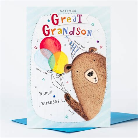 See more ideas about grandson birthday, grandson birthday wishes, grandson birthday quotes. Birthday Card - Great Grandson Bear | Only £1.49