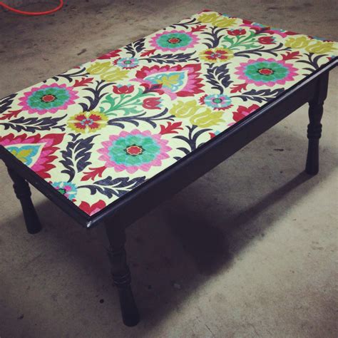 One of a kind coffee table ! Mod Podge (decoupage) fabric onto a castaway coffee table ...