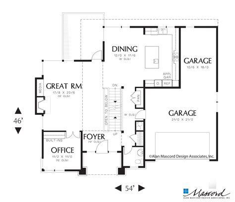 Mascord House Plan 2381b The Allaire Main Floor Plan Modern Style
