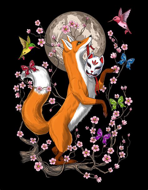 Fox Cherry Blossom Digital Art By Nikolay Todorov Fine Art America