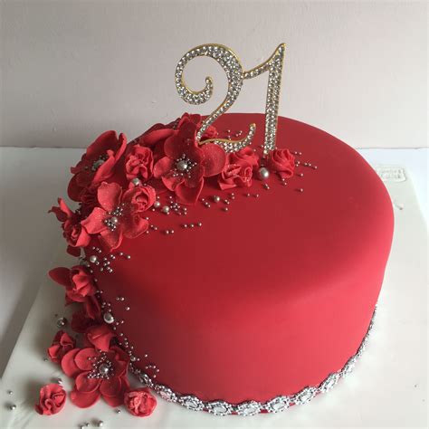 Red Flower 21st Birthday Cake Red Birthday Cakes Birthday Cake With Flowers 18th Birthday Cake