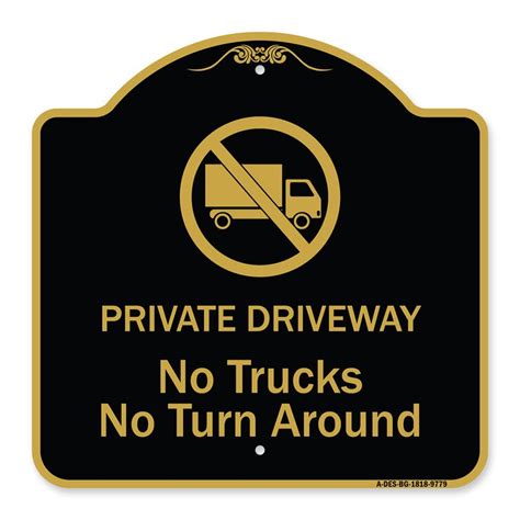 Signmission Designer Series Sign Private Driveway No Trucks No