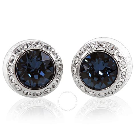Swarovski Rhodium Plated Blue Angelic Stud Pierced Earrings