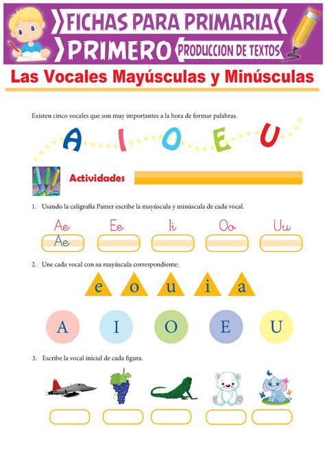 Las Vocales May Sculas Y Min Sculas Para Primer Grado De Primaria