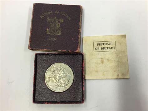 1951 King George Vi Festival Of Britain Five Shillings Coin Unc W Box