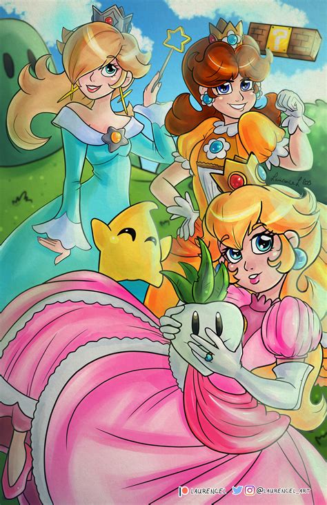 Laurencel Art — Princess Peach Daisy And Rosalina I Love These